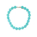 Collier de perles marbrées vert menthe, style vacances grosses perles rondes bijou détail. - Bleu lac