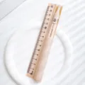 Portable 3-in-1 student compass set with 15cm ruler and pencil, minimalist beige study tool. - Pink