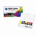 Coffret de peinture aquarelle solide 12 couleurs pour débutants, avec pinceau et éponge. - Ensemble de 12 Couleurs en Boîte