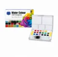 Ensemble de peinture aquarelle solide 18 couleurs avec palette et pinceaux à eau pour artistes. - Coffret de 18 couleurs