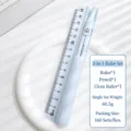 3-in-1 compass ruler set portable student stationery light blue plastic drawing tool 15cm - Blue