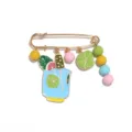 Broche tasse de cocktail émaillée citron vert d'été avec perles colorées, accessoire de mode chic. - Coloré