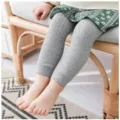 Toddler girls grey ribbed tights stretchy leggings casual autumn kids pants comfortable wear. - S / Light Gray