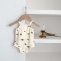 Cute baby summer sleeveless romper infant cotton onesie with cute fruit print casual wear - Lemon