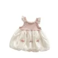 Bambina neonata top rosa smanicato vestito a palloncino in tulle bianco grazioso fiocco - 73cm / Rosa