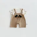 Baby summer short-sleeve romper fake two-piece cute puppy design infant crawling clothes - 66cm