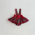 Infant baby red plaid suspender skirt romper with cute red bow details showcase - 66cm / Dresses / Red Suspenders