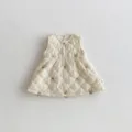 Infant baby girl fleece lined quilted vest dress cute winter sleeveless padded dress top - 73cm / Dresses / Beige