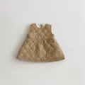 Baby quilted fleece vest dress cute rabbit embroidery winter toddler sleeveless top - 73cm / Dresses / Khaki