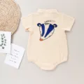 Cute infant baby short sleeve romper summer bodysuit with cartoon animal print back design - Little Mouse