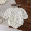 Neonato tutina cotone manica lunga body floreale carino abbigliamento bimba piccola - Nero Floreale