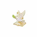 Vintage enamel peace dove brooch pin with olive branch and book badge for backpack. - 3.5x2.8cm / Dove On Book Style (A15-5-463)