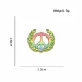Rainbow enamel peace sign brooch pin with olive branch and love peace text for bags. - 3.3x2.6cm / Love And Peace Symbol Style (A15-5-460)