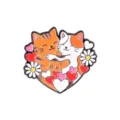 Simpatico gatto smalto spilla cuore lega distintivo cartone animato vestiti borsa accessorio - C3579-3 (Gatto Arancione e Bianco)
