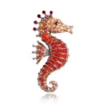 Broche hippocampe en cristal étincelant élégant corsage animal pour accessoires de vêtements - YNCP5225 hippocampe rouge