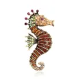 Broche épingle hippocampe en cristal vintage, bijoux animaliers en alliage strass orange rose. - YNCP5225 hippocampe doré
