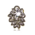 Vintage Crystal Rhinestone Brooch Ornate Antique Gold Crystal Costume Jewelry Accessory - White