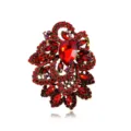 Vintage red crystal rhinestone brooch for women, elegant statement lapel pin for suit coat. - Red