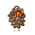 Vintage Amber Crystal Brooch, Elegant Gold Tone Rhinestone Suit Corsage Accessory - Coffee
