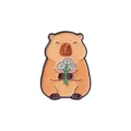 Simpatico spillo in metallo smaltato capibara con fiori spilla distintivo decorazione vestiti - Capibara Margherita