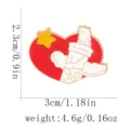 National Day red heart metal alloy brooch pin with star and cloud design, 3cm size. - C3610-1