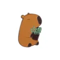 Spilla in metallo smaltato capibara con pianta, adorabile spilla animale per vestiti e decorazioni. - Capibara Pianta in Vaso