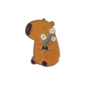 Simpatica Spilla in Smalto Capibara con Fiori di Margherita Metallo Distintivo Accessori Abbigliamento - Capibara Bouquet