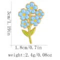 Blauwe emaille bloem broche metaal speld bloemig revers badge leuke accessoires 3cm - Blauwe Bloemen (C3597-3)