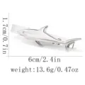 Élégante pince à cravate requin argentée pour homme, accessoire de col en métal 6cm. - Style Requin