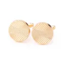 Gold-plated round textured cuff links for men, elegant French shirt accessories for business. - Silver Round Disc Striped Style (B1674)
