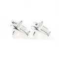 Boutons de manchette avion en argent pour homme, accessoires de chemise elegante chic. - Style Chasseur (P1172-1) / Argent