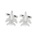 Boutons de manchette avion de chasse argentés pour homme, design aviation manchette chemise. - Style Chasseur (P1172-2) / Argent