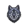 Geometrische wolf emaille speld, stijlvolle dierlijke broche voor rugzakken en kleding. - Wolf