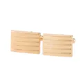 Gemelos Rectangulares Rayados Dorados Elegantes para Hombres Accesorios de Camisa - Estilo Rectángulo Rayado Dorado (B1673)