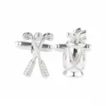 Boutons de manchette de golf argentés pour homme, accessoires de chemise en métal élégants. - Style Club de Golf (P1173-1) / Argent