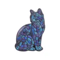 Blauw paars mozaïek kat broche metaal emaille badge kleding rugzak mode accessoire - Kat