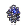 Vintage blue crystal rhinestone brooch for women elegant coat suit corsage jewelry accessory - Blue