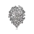 Vintage crystal rhinestone brooch elegant women floral corsage suit pin fashion jewelry accessory - White