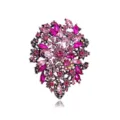 Vintage pink crystal rhinestone statement brooch pin for women coat suit elegant jewelry accessory - Pink