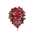 Vintage red crystal rhinestone brooch pin for women statement fashion coat jewelry accessory - Red