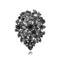 Vintage crystal brooch with black and grey rhinestones, elegant suit lapel pin accessory. - Grey Black