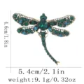 Vintage crystal dragonfly brooch pin for women fashion clothing accessories 4.6x5.4cm - Bronze Green Blue Style (C3395)