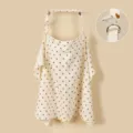 Detail view of the soft cotton nursing cover featuring adjustable D-ring and heart print. - Heart Iron Buckles