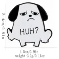 Cute cartoon sad dog metal enamel brooch badge with HUH letter design, funny alloy apparel pin. - Funny Dog Style (C3461-1)