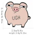 Cute funny cartoon pig alloy brooch badge with Ugh letter design for apparel decor. - Funny Pig Style (C3461-2)