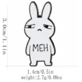 Funny cartoon rabbit metal brooch, white enamel pin with MEH text, cute fashion accessory. - Funny Rabbit Style (C3461-4)