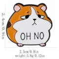 Cute sad hamster alloy enamel pin badge with funny expression and letter design for backpack. - Funny Hamster Style (C3461-5)