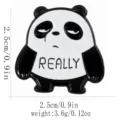 Cute tired panda enamel pin alloy cartoon brooch with English letters badge daily wear accessory - Funny Panda Style (C3461-6)