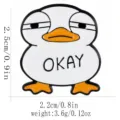 Funny cartoon white duck enamel pin with okay text, cute alloy brooch badge accessory. - Funny Duck Style (C3461-7)