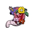 Anatomische maag emaille speld met bloemenontwerp, creatieve medische broche voor rugzak. - Bloemen Maag Stijl (C3493-5)